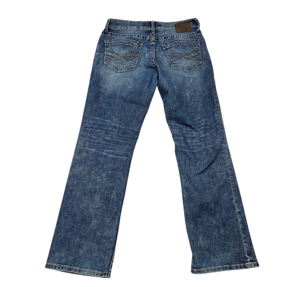 BKE Jake Bootleg Jeans Men 32R Blue Denim Stretch Contrast Stitching - Picture 2 of 9